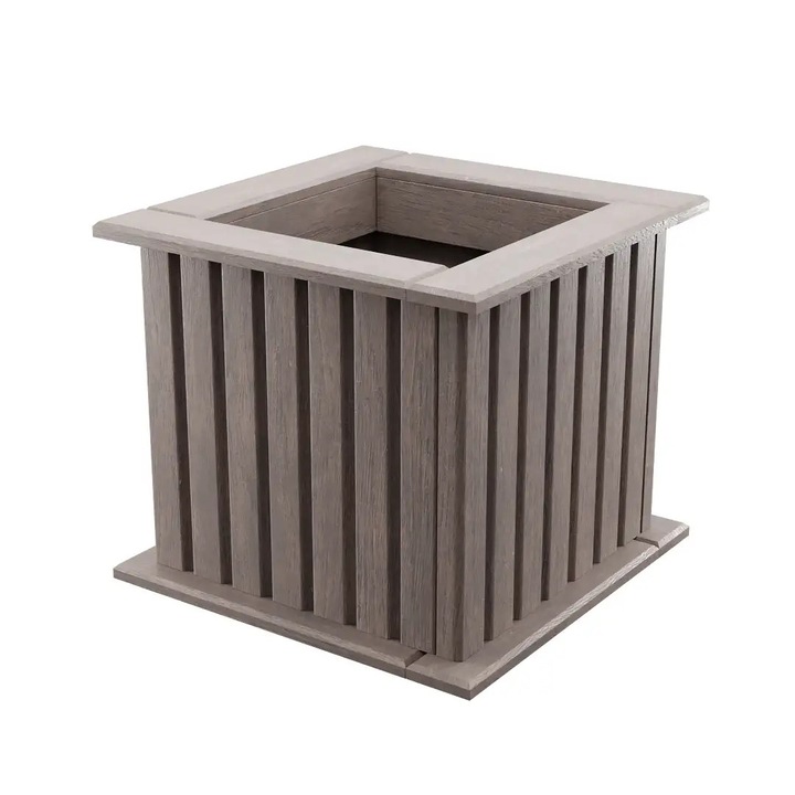 Ghiveci din lemn cu suport, BOGATECO, 25x25x25cm, 4 culori disponibile, interior/exterior
