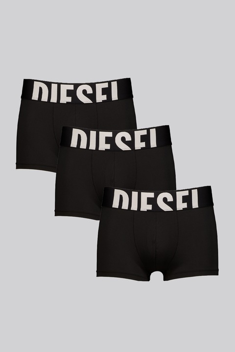 Diesel, Set de boxeri cu banda logo in talie - 3 Perechi, Negru, M