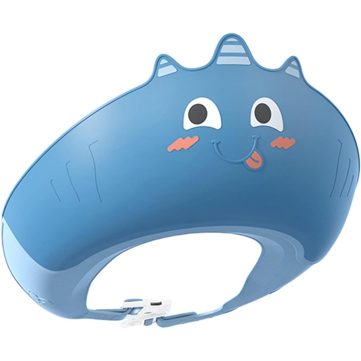 Козирка за душ, От Fitilomania, Предотвратява изтичането на вода и шампоан по лицето, 0-12 години, Регулируема, от TPE+PP, 20 x 23 см, Модел Еднорог, Син