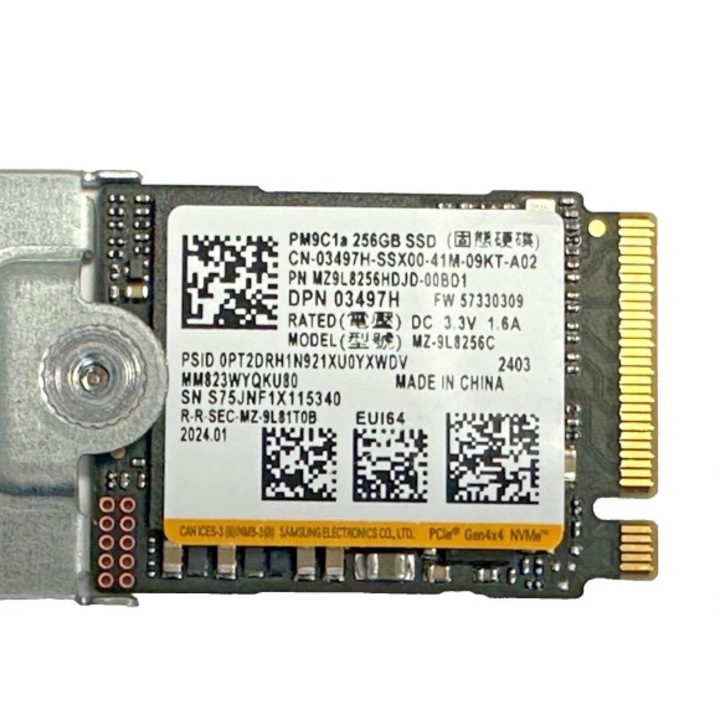 SSD Samsung PM9C1a, M.2, 256 GB, 30 mm, Gen 4x4 NVME, формат 2230, четене/запис 6000/5600 MB/s