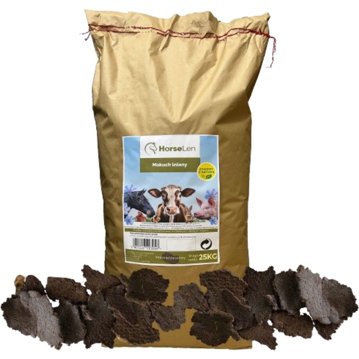 Supliment pentru cai, HORSELEN, 100% natural, 25 kg, bogat in fibre si omega-3, seminte de in