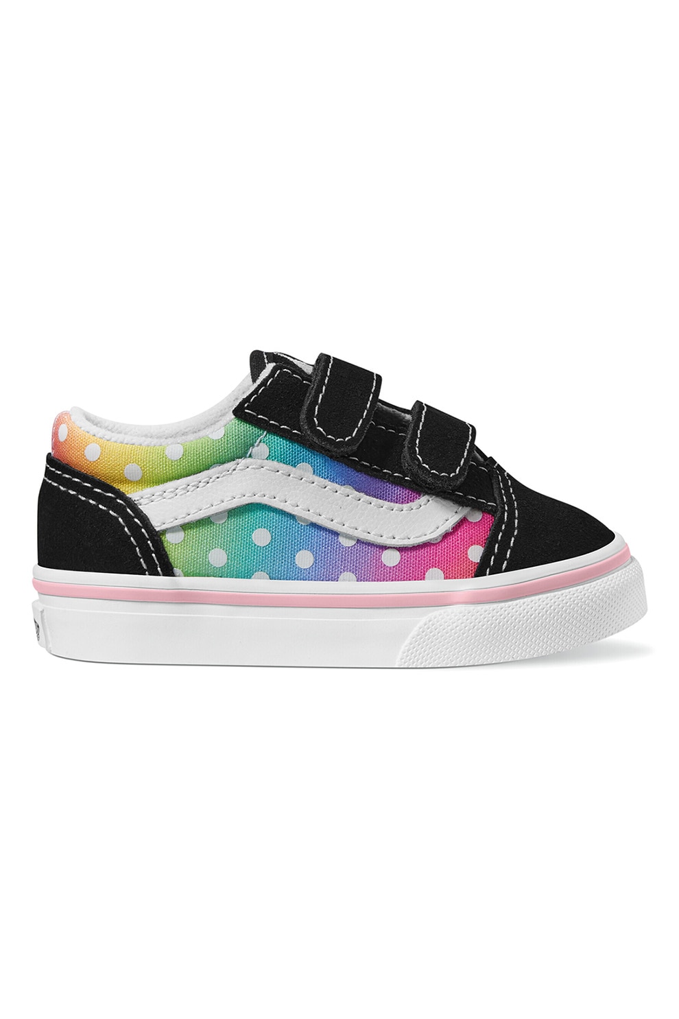 Vans, Pantofi sport cu inchidere velcro si detalii cu model florescent, Negru, Galben, Roz, 24 EU