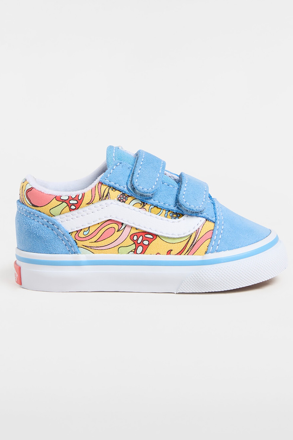 Vans, Pantofi sport cu piele si piele intoarsa cu inchidere velcro, Albastru pastel, Galben, 23.5 EU