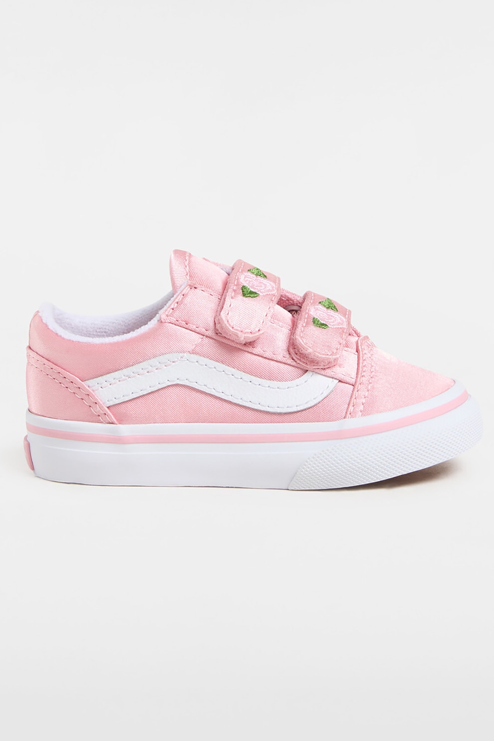 Vans, Pantofi sport cu inchidere velcro si detalii cu trandafiri, Alb, Verde, Roz deschis, 24 EU
