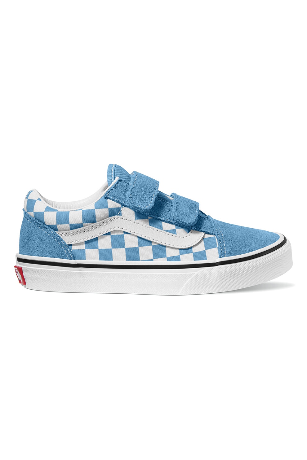 Vans, Pantofi sport cu barete cu inchidere velcro, Alb, Albastru glaciar, 33 EU