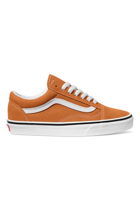 Vans, Pantofi sport cu garnituri din piele intoarsa, Alb/Portocaliu