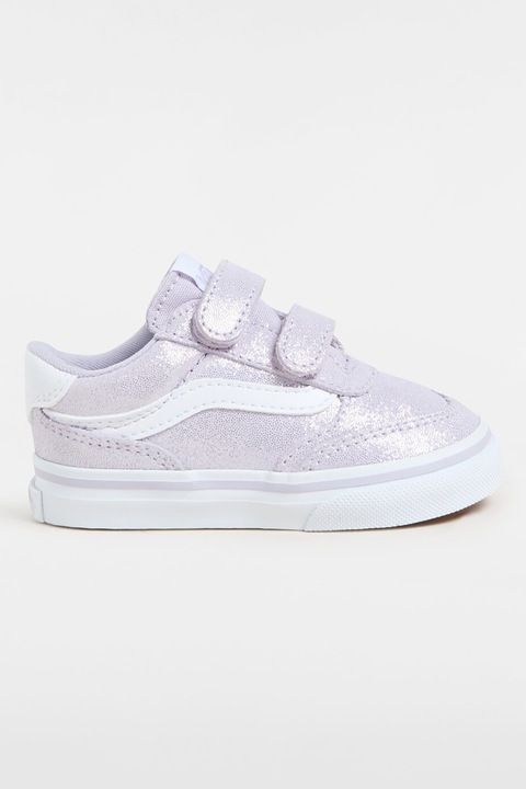 Vans, Pantofi sport din piele cu aspect stralucitor, Alb/Lila, 21 EU