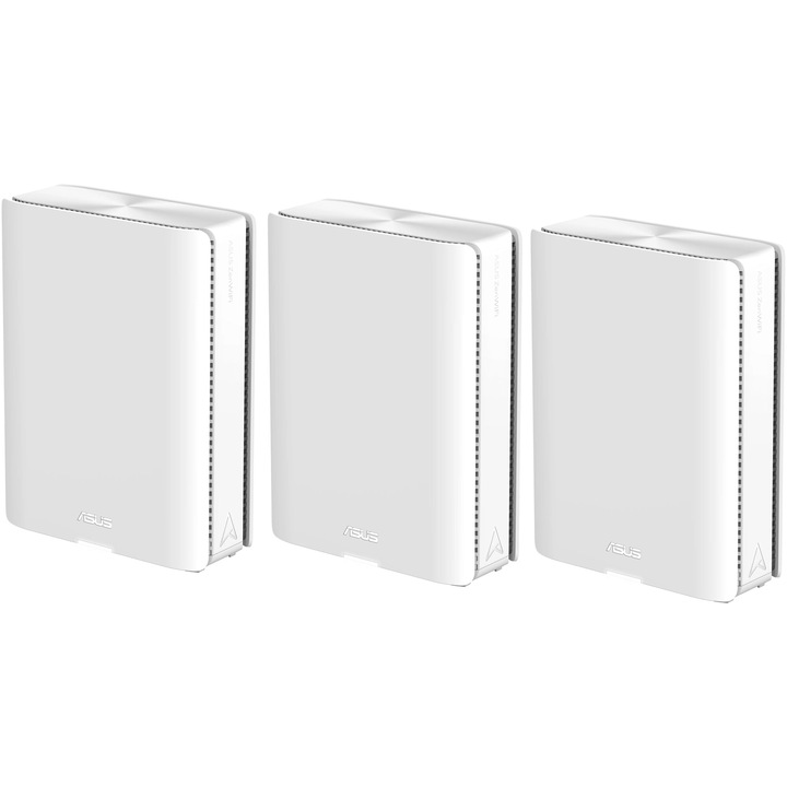 Мрежова система ASUS ZenWiFi BQ16 W-3-PK, Wi-Fi, BE25000, Quad-Band, Покритие 1000 квадратни метра, Четириядрен 2.6GHz CPU, 256MB-2GB Flash-RAM, 10G dual-port, Smart Home Master SSIDs, AiProtection Pro, Adaptive QoS, VPN сървър-клиент, Beamforming, AiMesh