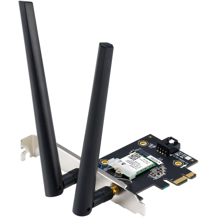 ASUS PCE-BE6500, BE6500, Tri-Band, 2 външни антени, 4K-QAM, Bluetooth 5.4, WPA3, OFDMA, MU-MIMO, MLO мрежова карта