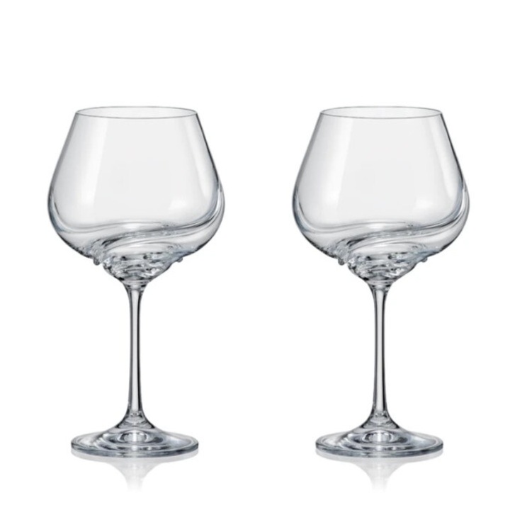 Crystalex Turbulence vörösboros pohár szett, 570 ml, 2 darab, ólommentes kristály, átlátszó