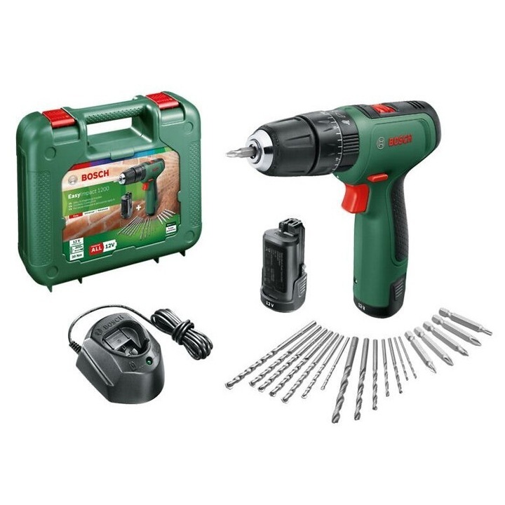 Винтоверт Bosch EasyImpact 1200, 12V, 1.5Ah, 30Nm, комплект с 2 батерии, куфар, 295x261x102mm
