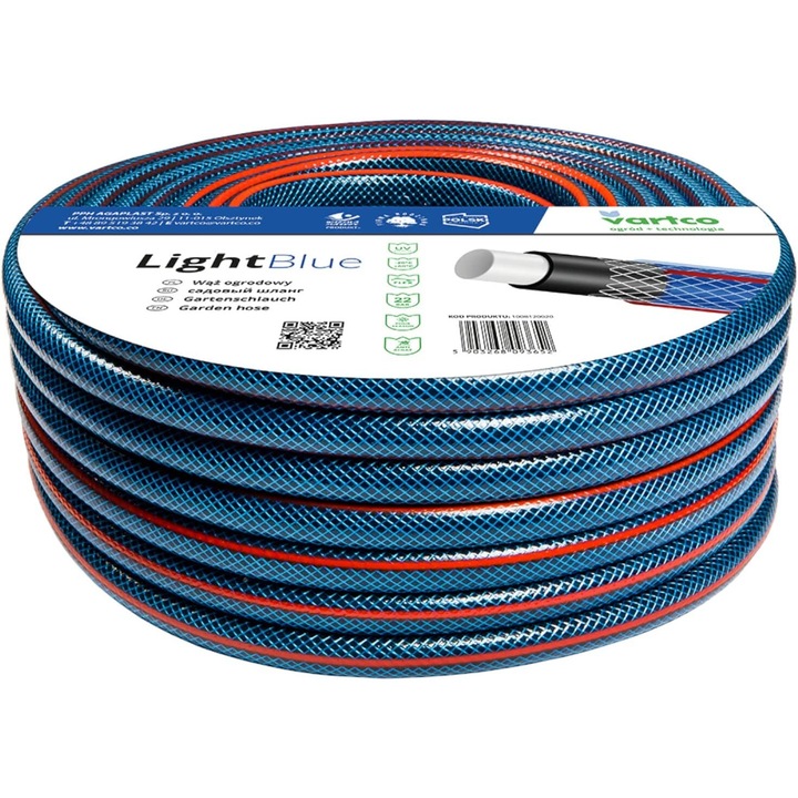 Vartco kerti tömlő, slag, 50m, 1" átlátszó kék, 4 rétegű, UV álló