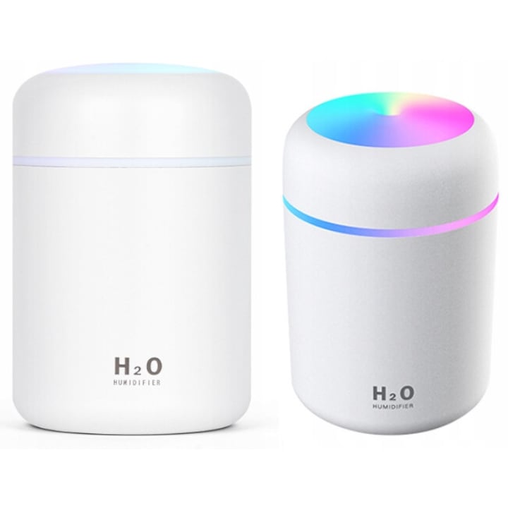 Umidificator portabil Zeaicos 300ml cu lumina de noapte, multicolor, 4h/6h