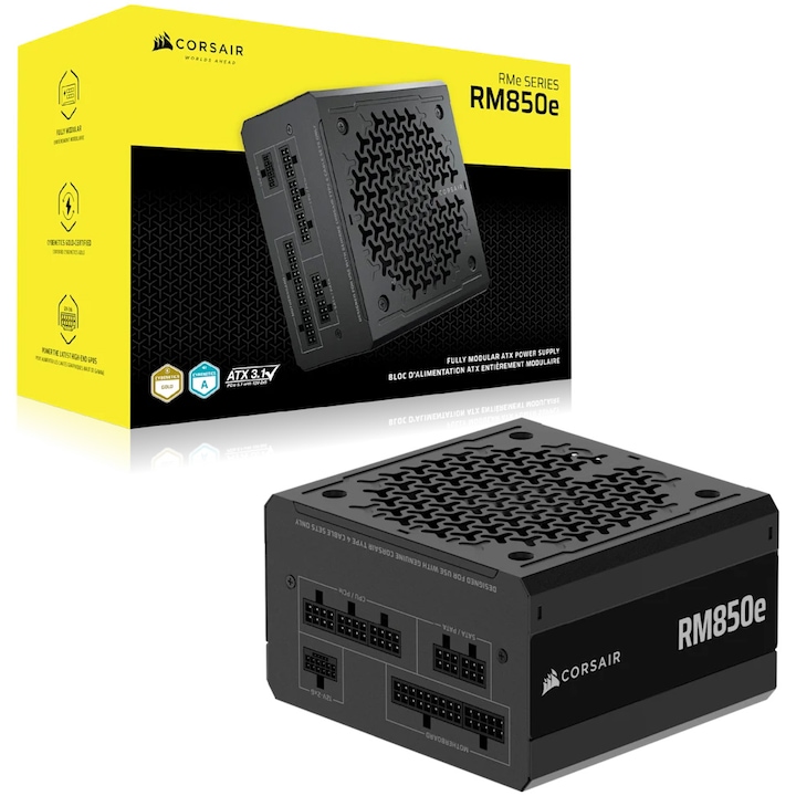 Sursa Corsair RM850e, Cybenetics GOLD, 850W, ATX 3.1, PCIe 5.1, Fully Modular, negru