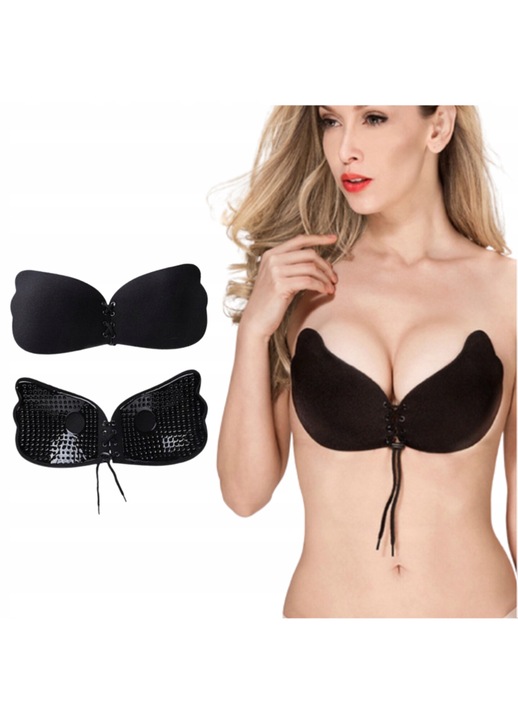 Doup melltartó, fekete, szilikon, bőrbarát, mosható és újrafelhasználható, A EU