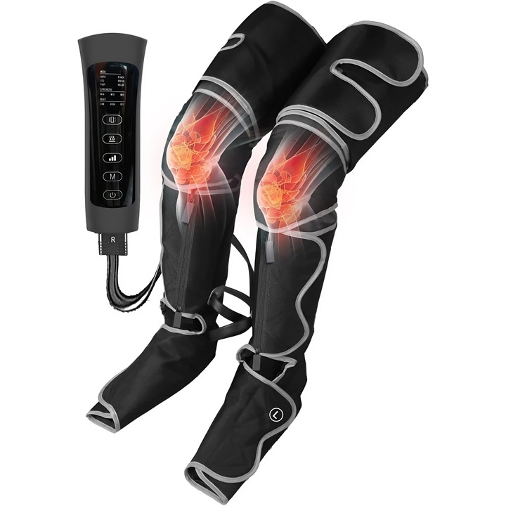 Aparat Masaj Picioare D&K, 6 Moduri, 3 Niveluri de Intensitate/Vibratie, Functie Incalzire, Masaj cu Compresie Aer, Ecran LCD, Auto-Oprire 20 Min, Drenaj Limfatic, Masaj Picioare/Gambe/Coapse, Masaj Relaxare Pentru Circulatie/Dureri/Inflamatie