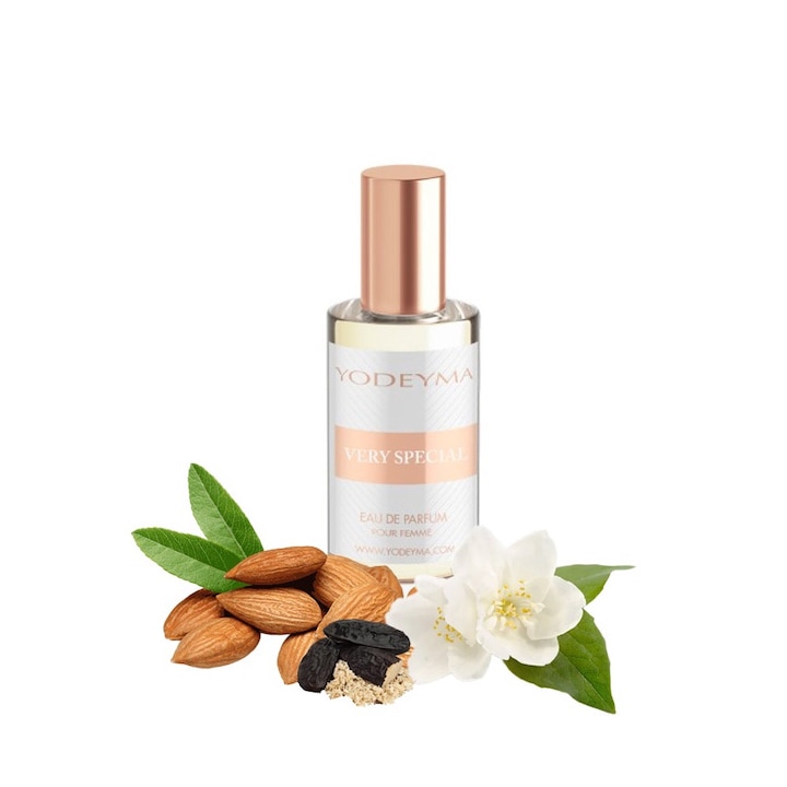 Yodeyma Very Special Eau de Parfum nőknek, mandula, jázmin és Haba Tonka árnyalatai, elegáns, kifinomult és összetéveszthetetlen nőnek, 15ml