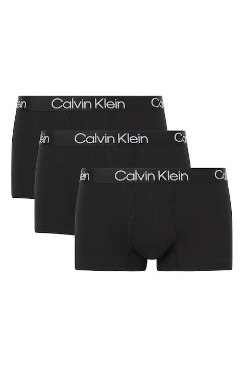 Calvin Klein, Boxer szett logós derékpánttal - 3 pár, fekete