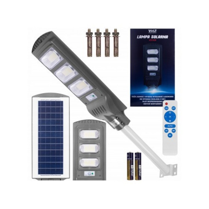 Комплект соларна лампа Jocker 120W, 12W соларен панел, 12000mAh батерия, дистанционно управление, VOLT POLSKA