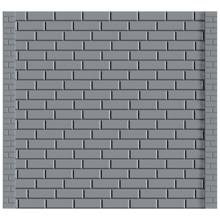 Set matrita gard, panou intreg, 3 matrite mijloc + 1 terminatie + 2 stalpi Caramida, model Peles Caramida, plastic ABS, negru