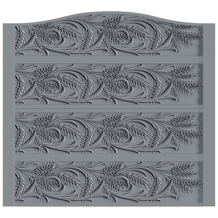 Set matrita gard, panou intreg, 3 matrite mijloc + 1 terminatie + 2 stalpi LIS, model Spic, plastic ABS, negru