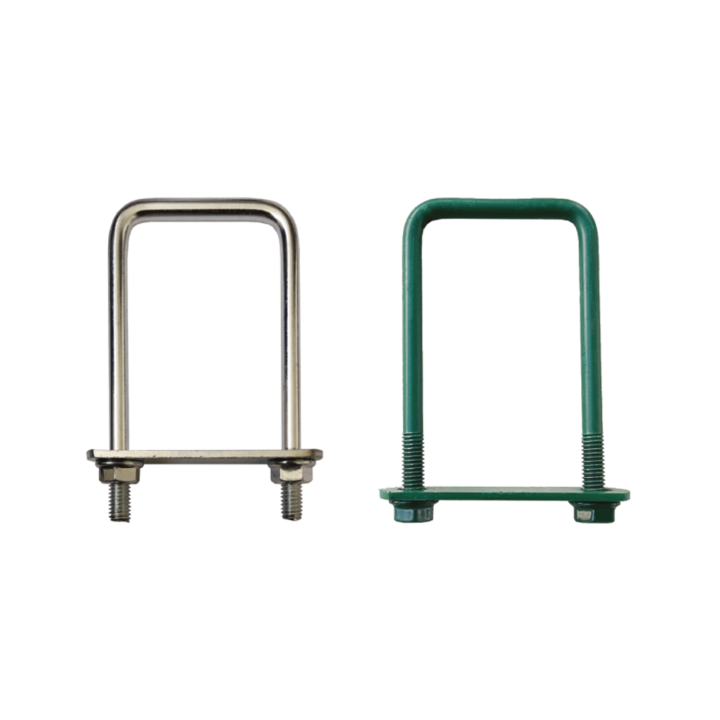 Brida RAL 6005, pentru fixarea panourilor de gard pe stalpi rectangulari, 6x60x40 mm, 100 buc/cutie