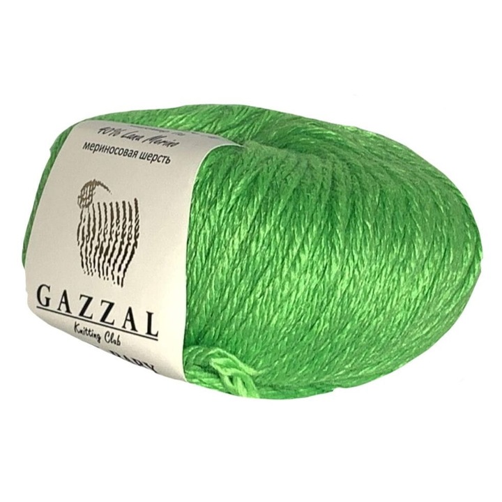 Gazzal Baby Wool XL textilcérna, 50g, 100m, 40% akril, 40% gyapjú, 20% kasmír, zöld