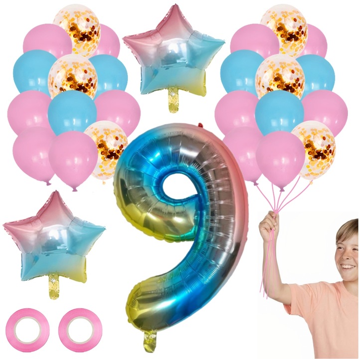 29 db-os lufi készlet 9. születésnapra, Doup, Multicolor