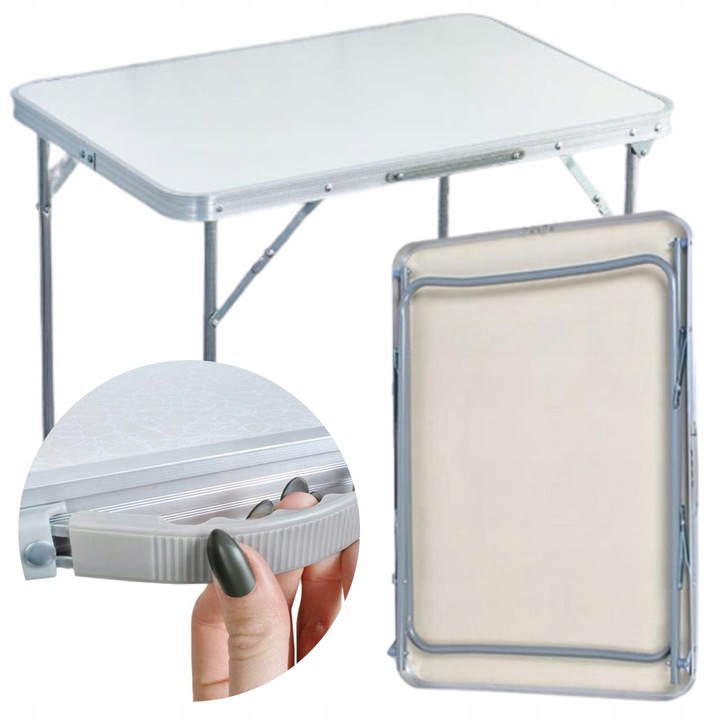 Mese camping, Doup, masa pliabila, alb, 70x50x62cm