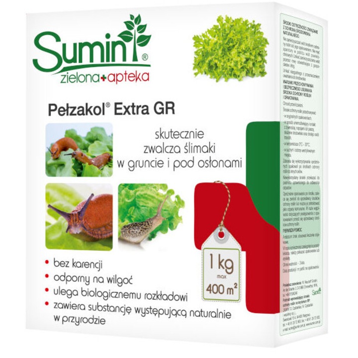 Sumin PELZAKOL 1 кг, комплект за борба с вредители, борба с охлюви, зелен, 1 кг