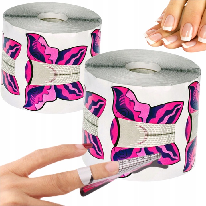 OEM 500 körömhosszabbító sablon készlet, rózsaszín, pillangó alakú, öntapadó papír, univerzális méret