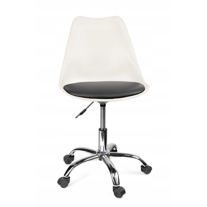 Scaun IGER alb/negru, cu suport ergonomic, inaltime ajustabila, 78-90cm x 51cm x 60cm