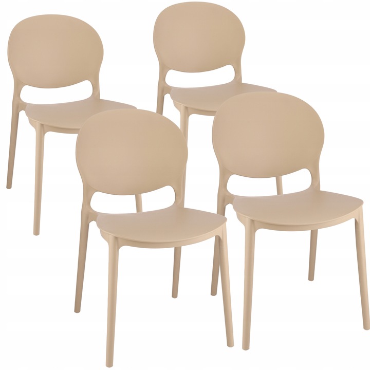 Set 4 scaune JUSTIN, polipropilen, bej, 80x45x56cm