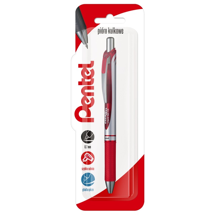 Pix cu bila 0,7 mm Pentel EnerGel BL77 rosu, 1 bucata