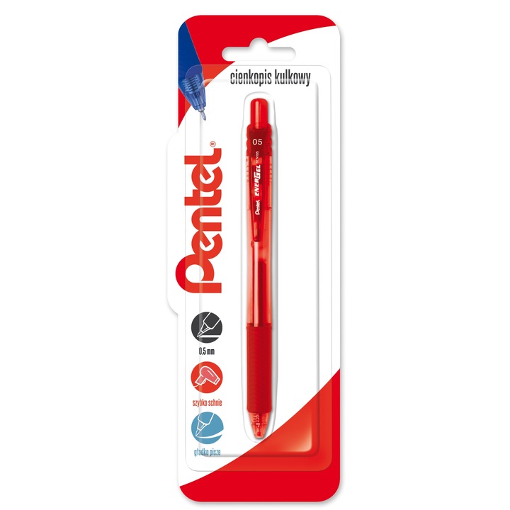 Pix cu gel 0.5 mm, Pentel, rosu