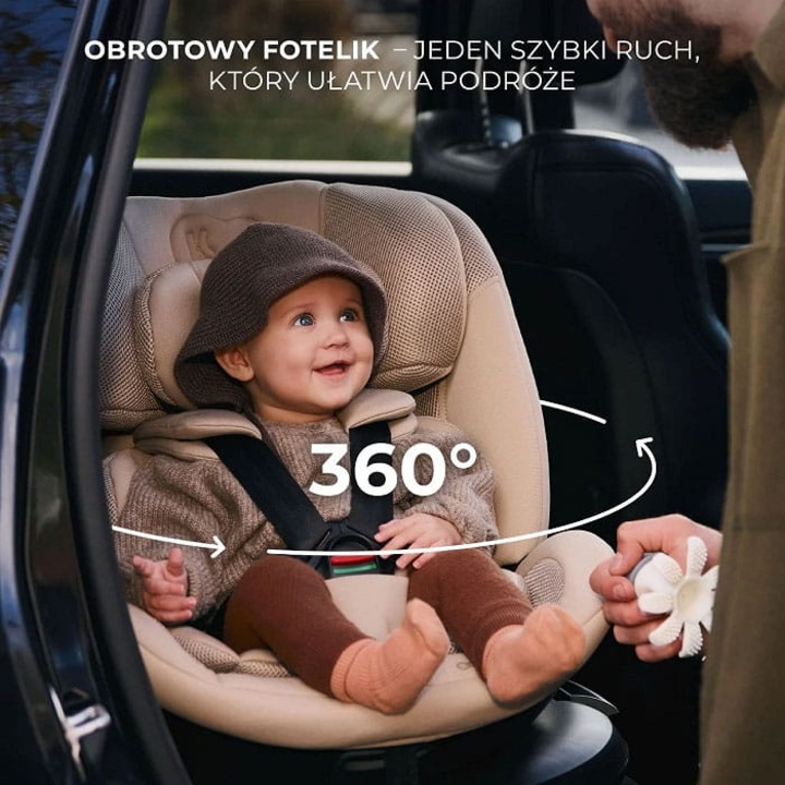 Стол за кола Kinderkraft Xpedition 3 i-Size, 40-150 см, въртящ се на 360°, бежов, с ISOFIX база