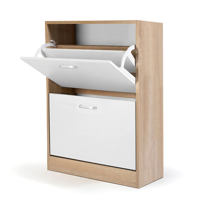 Dulap pentru pantofi Jumi, PAL, maro\alb