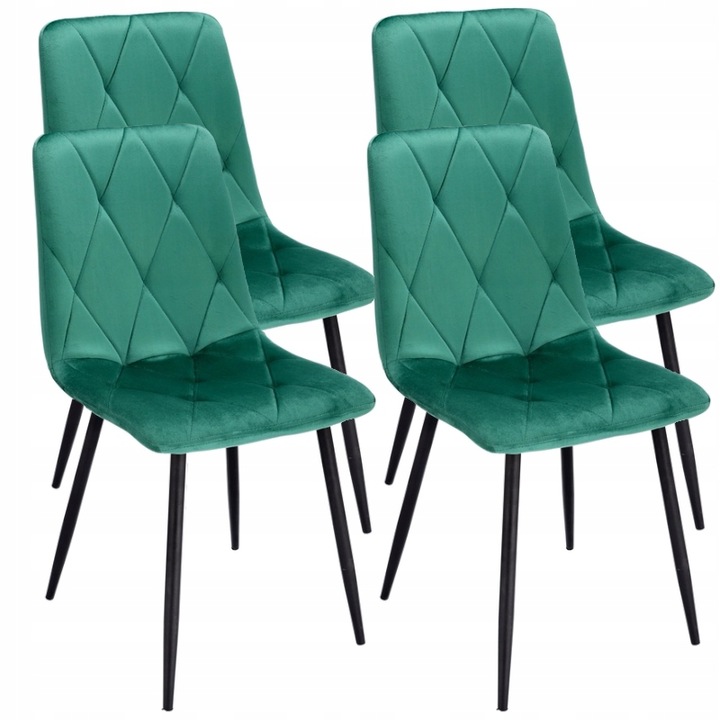 Set 4 scaune tapitate, Jumi, PIADO, verde, 44x39x47cm