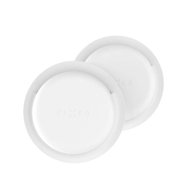 Husa din silicon FIX, pentru Apple AirTag, set 2 bucati, alba
