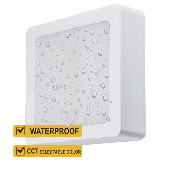 LED hold Lightex CARO N, Nedvességálló, 220V, 18W, IP54, CCT, 1530lm, 170x170xH31mm, fehér