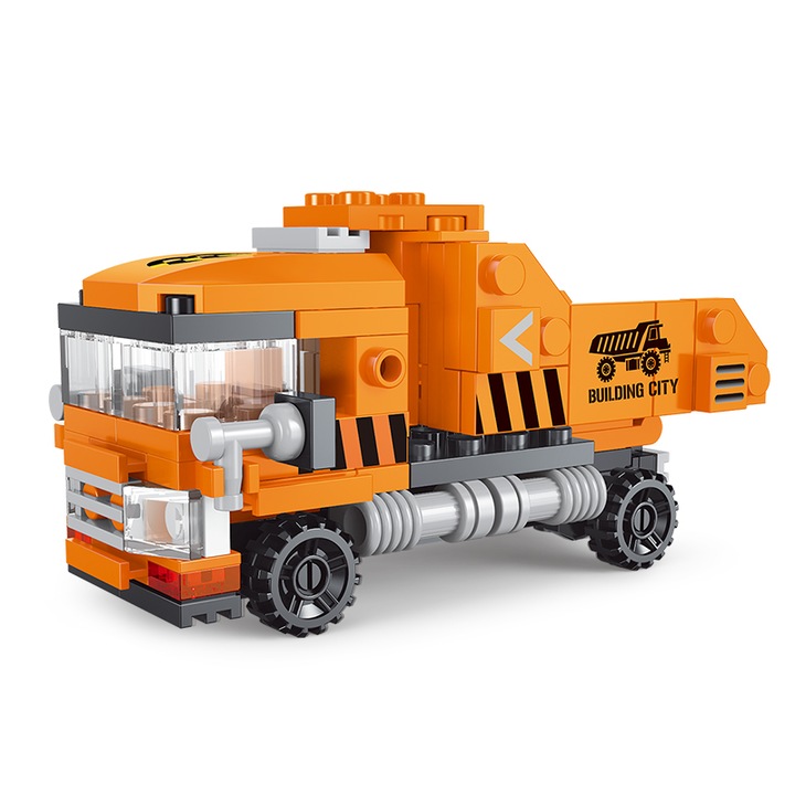 Set de constructie, camion de gunoi, 111 piese, multicolor