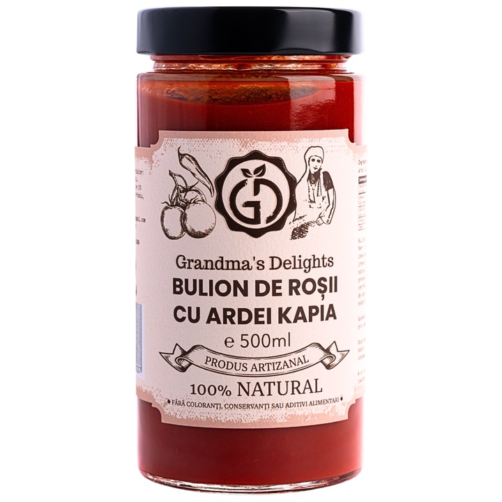 Bulion de rosii cu ardei kapia, Grandma`s Delights, 500 ml