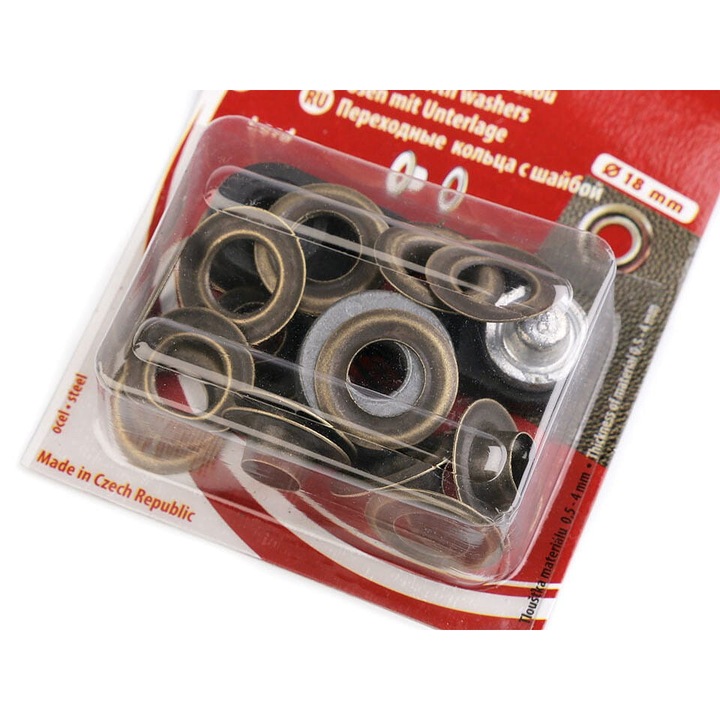 Koh-I-Noor fém fűzőlyukak, 10 darabos készlet, 8x18mm, 5.9mm, ezüst