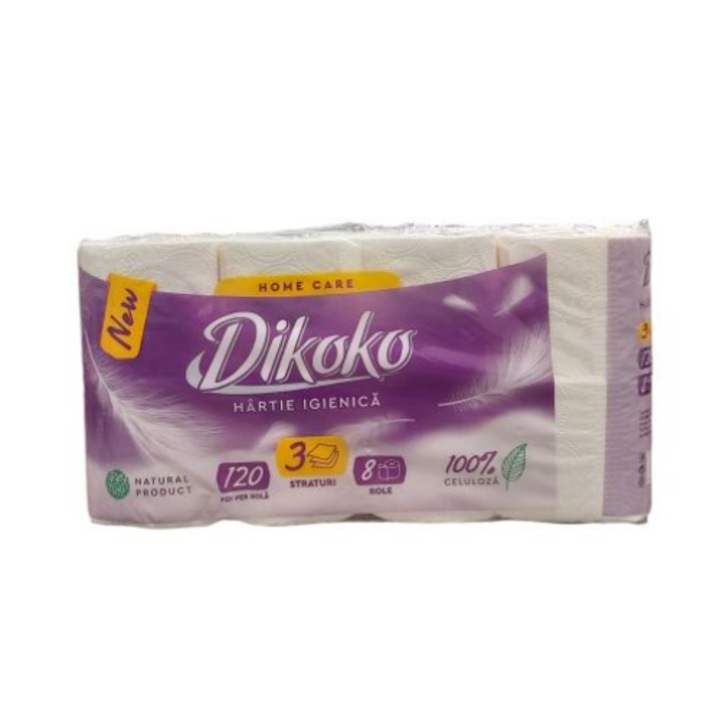 Hartie igienica Dikoko, 3 straturi, 8 role
