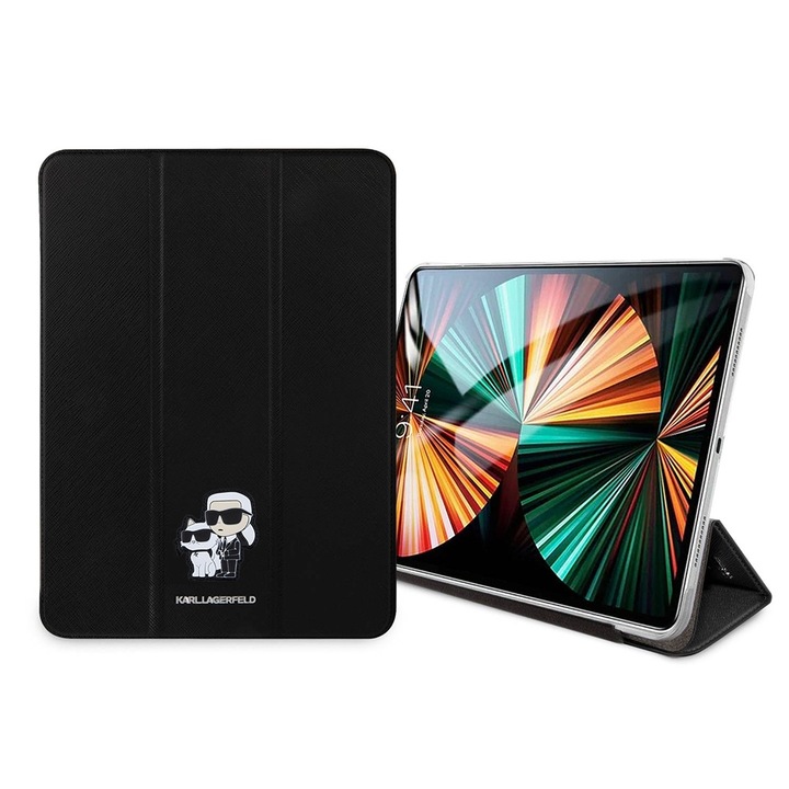 Husa Flip pentru iPad Pro 13 2024, Gaudi Karl Lagerfeld, Piele Saffiano, Negru