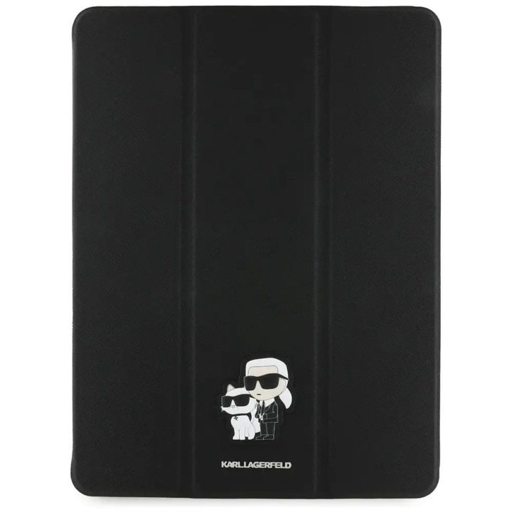 Husa Karl Lagerfeld Saffiano Magnetic Karl & Choupette compatibila cu iPad Air 13 inch 2024, Negru