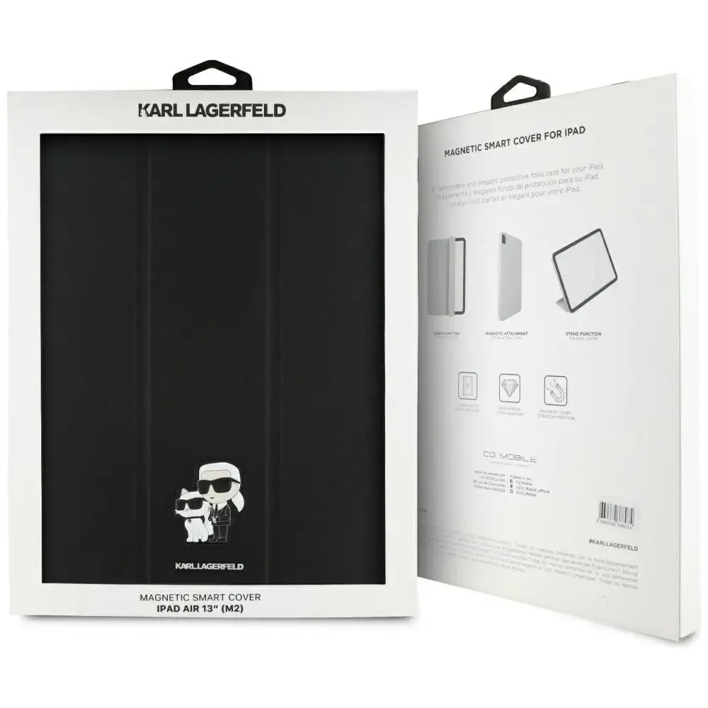Husa Karl Lagerfeld Saffiano Magnetic Karl & Choupette compatibila cu iPad Air 13 inch 2024, Negru