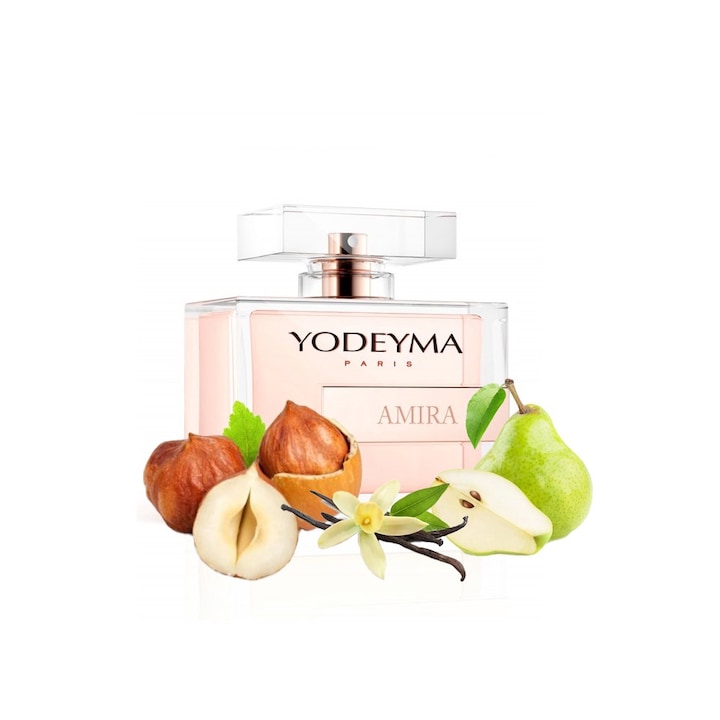 Yodeyma Amira Apa de parfum pentru femei, nuante de para, alune de padure si vanilie, creat pentru femeile care adora combinatiile dulci si sofisticate, 100ml