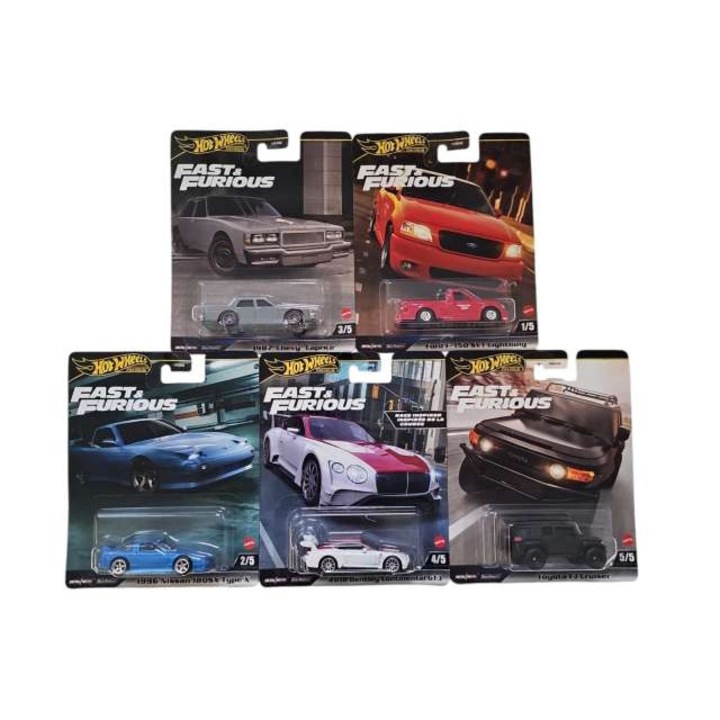 Hotwheels Fast & Furious HNW46-979H 1:64 autómodellből álló készlet, 5 db