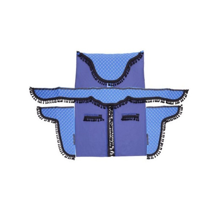 Set 8 Perdele Decor Cabina Camion, Universale, Velur, Albastru